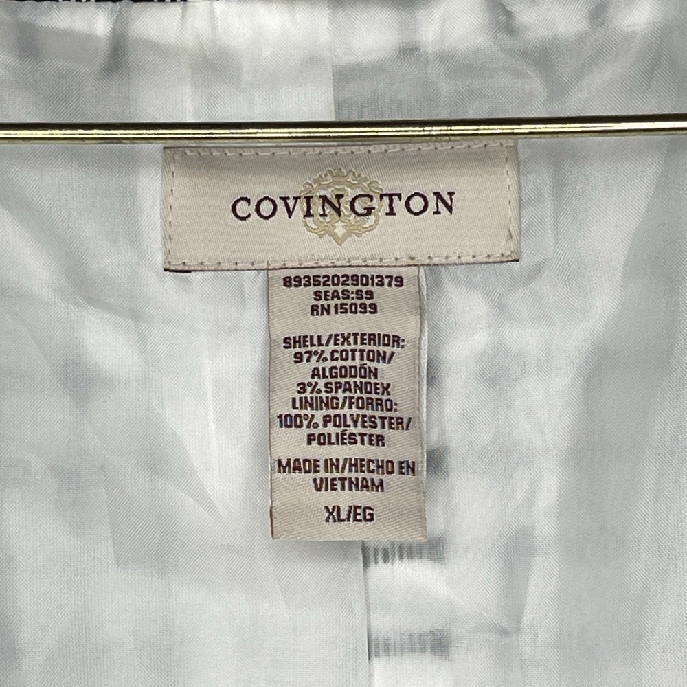 Covington Geometric Print Jacket Black White Snap Belt Wrap Waist Women XL Chic - Picture 3 of 8